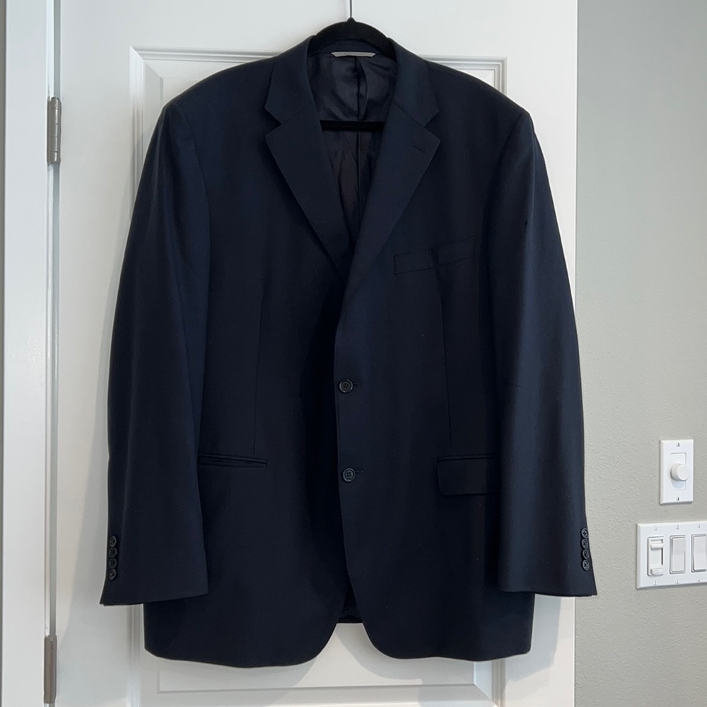 Canali Classic Fit Solid 100% Wool Black Jacket